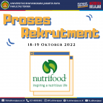 Proses Rekrutment yang berkerja sama dengan Nutrifood Indonesia, Selasa dan Rabu, 18 dan 19 Oktober 2022